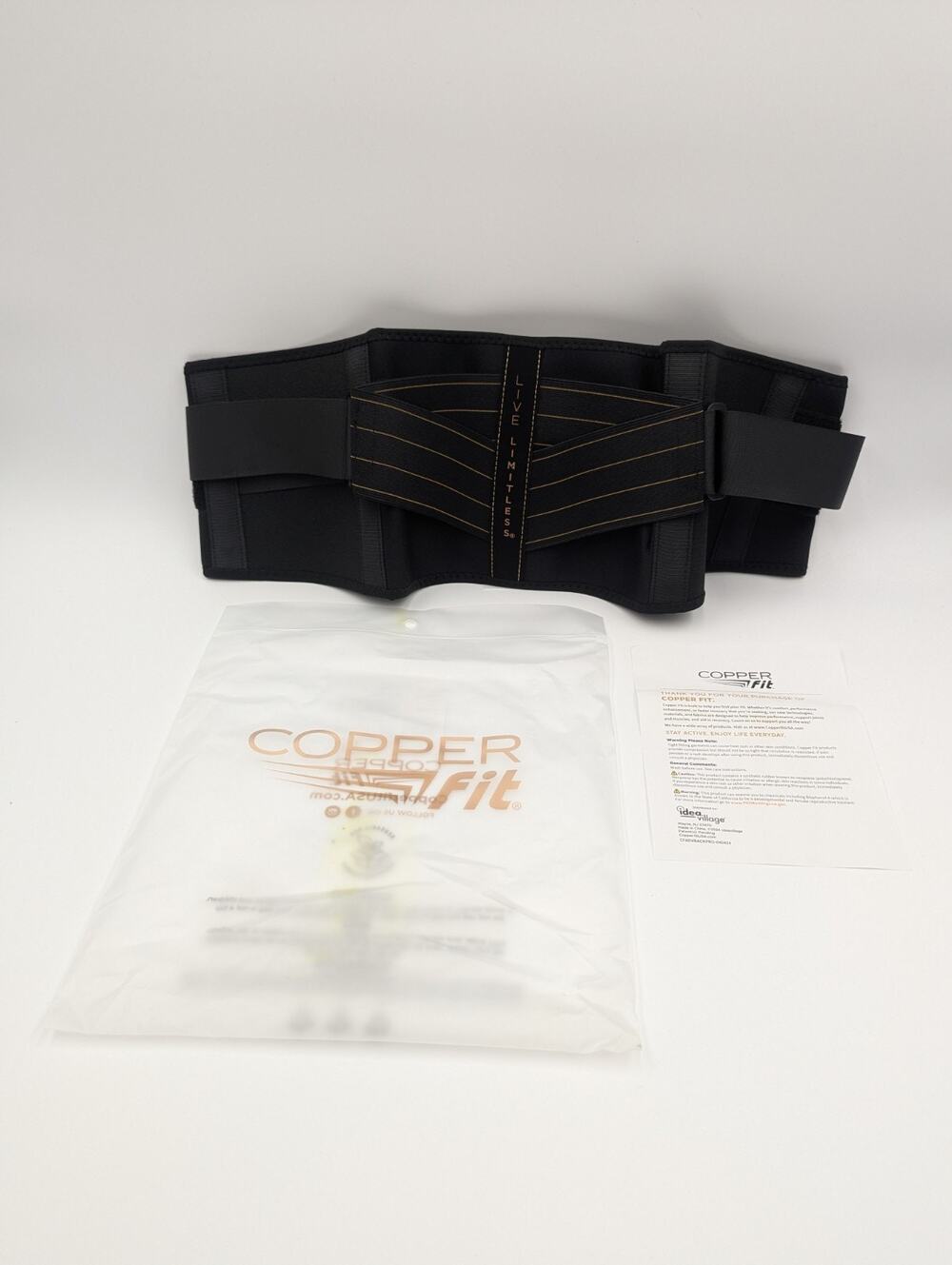 Copper Fit Adult Size 2XL/3XL Advanced Back Pro Support Belt Compression Black